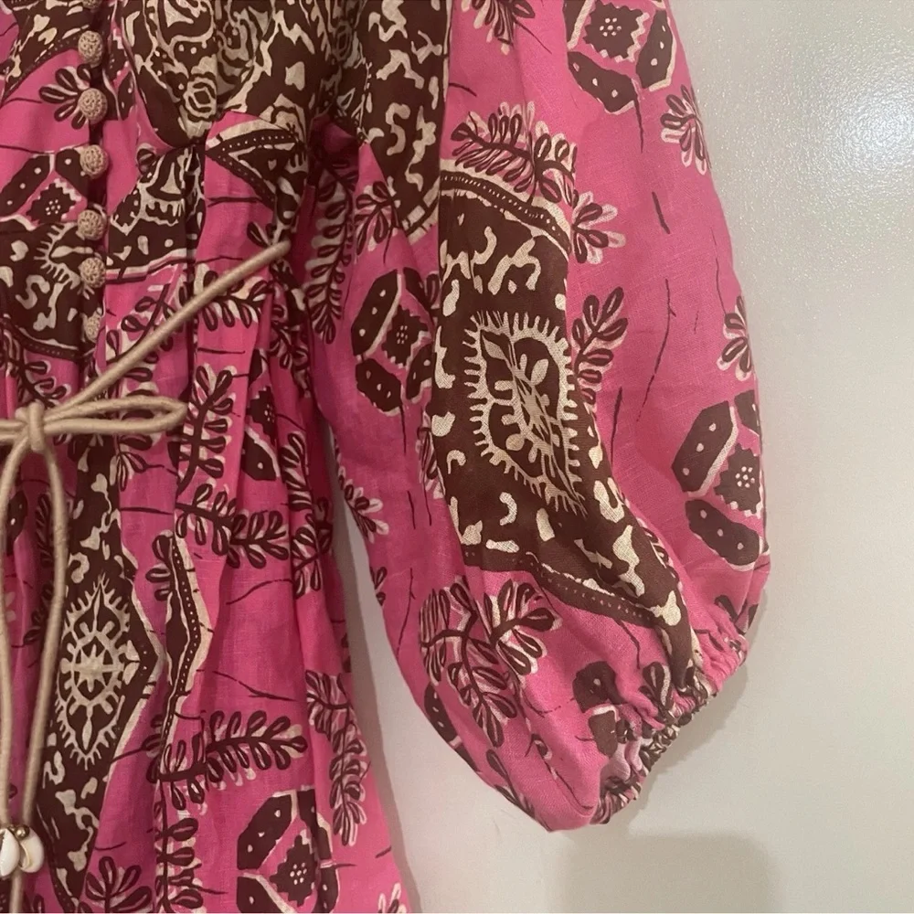 Zimmermann Lulu Pink and Brown Geometric Mini Dress - Picture 7 of 16